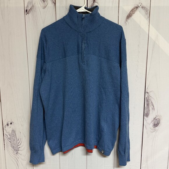 The North Face Mt. Tam 1/4-Zip Sweater Men’s XL Blue Knit EUC - Picture 2 of 12